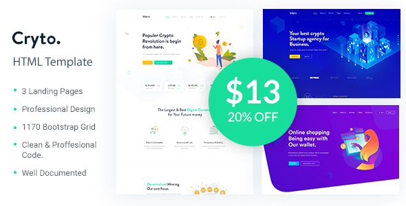 Excellent Cryto - Bitcoin & Cryptocurrency Landing Page HTML Template
