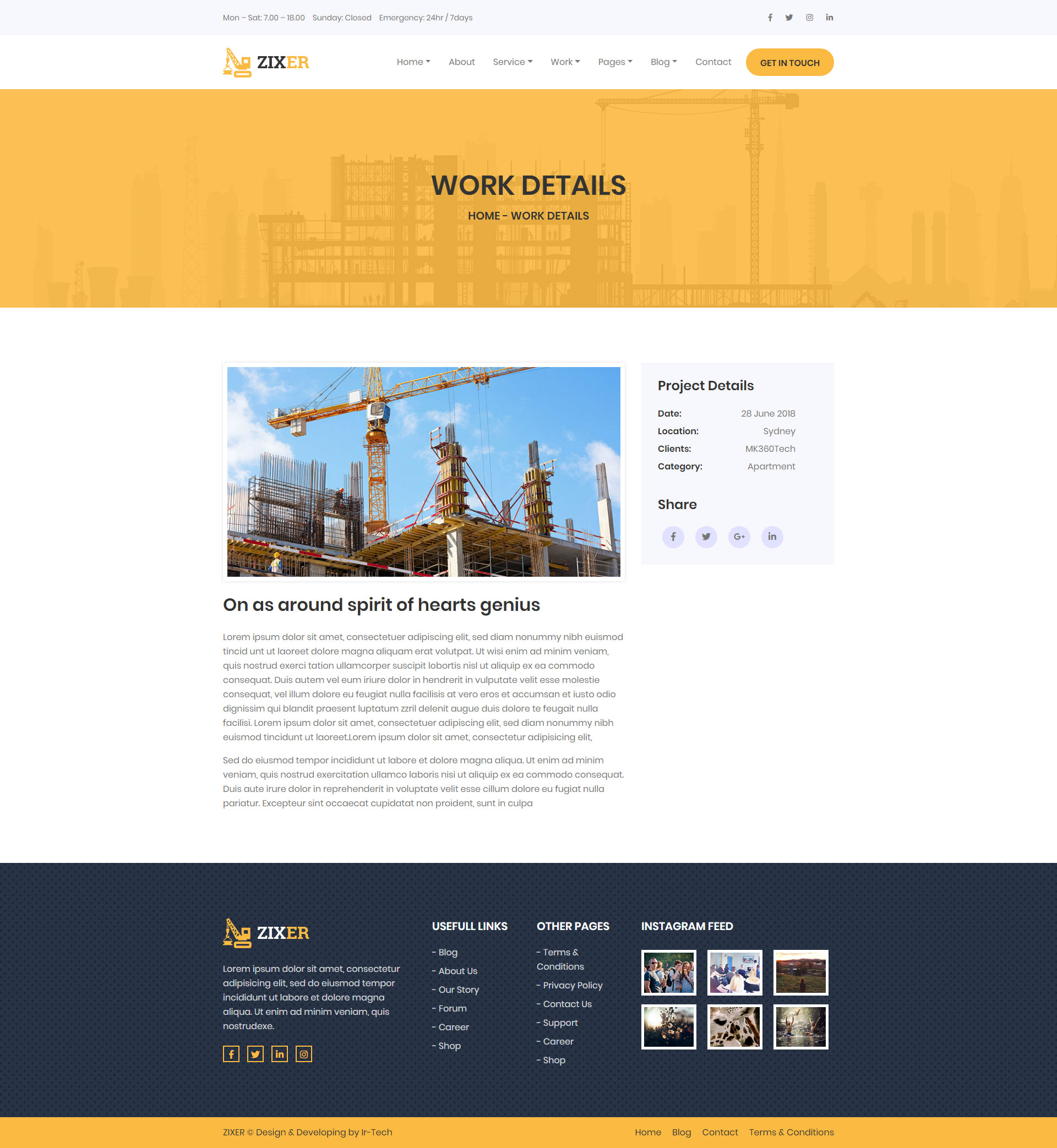 ZIXER - Construction Building Company Template by byteseed | ThemeForest