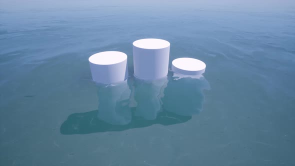 Empty 3d Mockup Podium Scene in the Sea Water Stylish Minimalistic Design Footage alt
