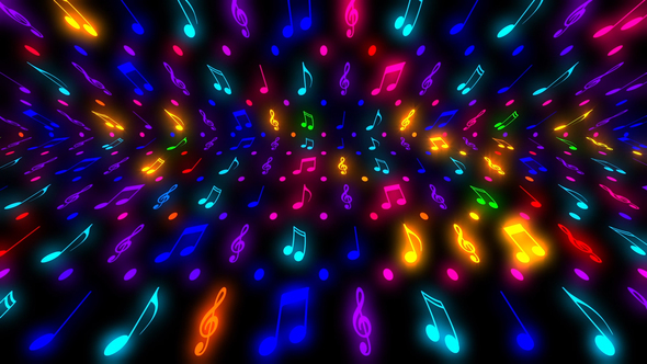 Music Notes Colorful Glowing, Motion Graphics | VideoHive