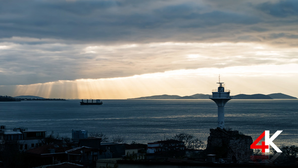 Gloomy Sky Over The Sea Of Marmara - Time Lapse 4K