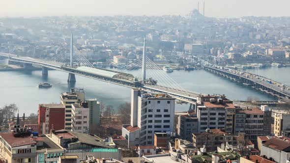 Istanbul. Golden Horn. Timelapse view from Galata Tower. Ultra HD