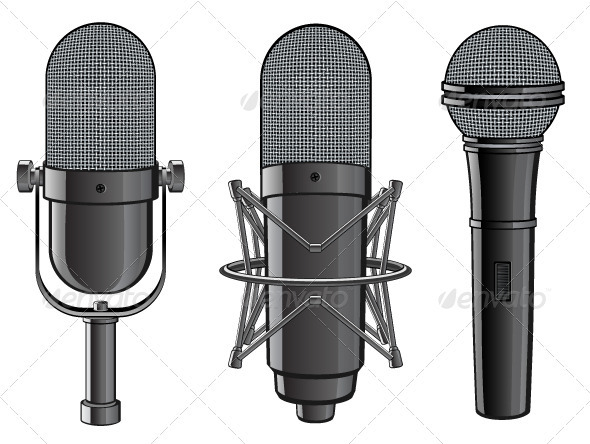 Isolated image of microphones - Media Technology