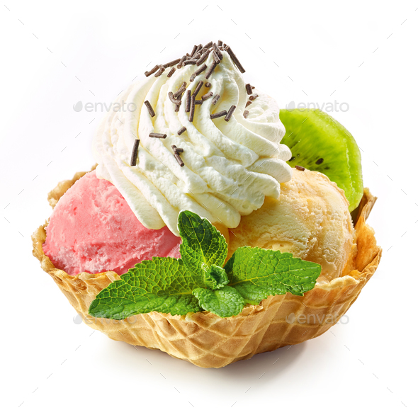 pink ice cream scoop Stock Photo by magone