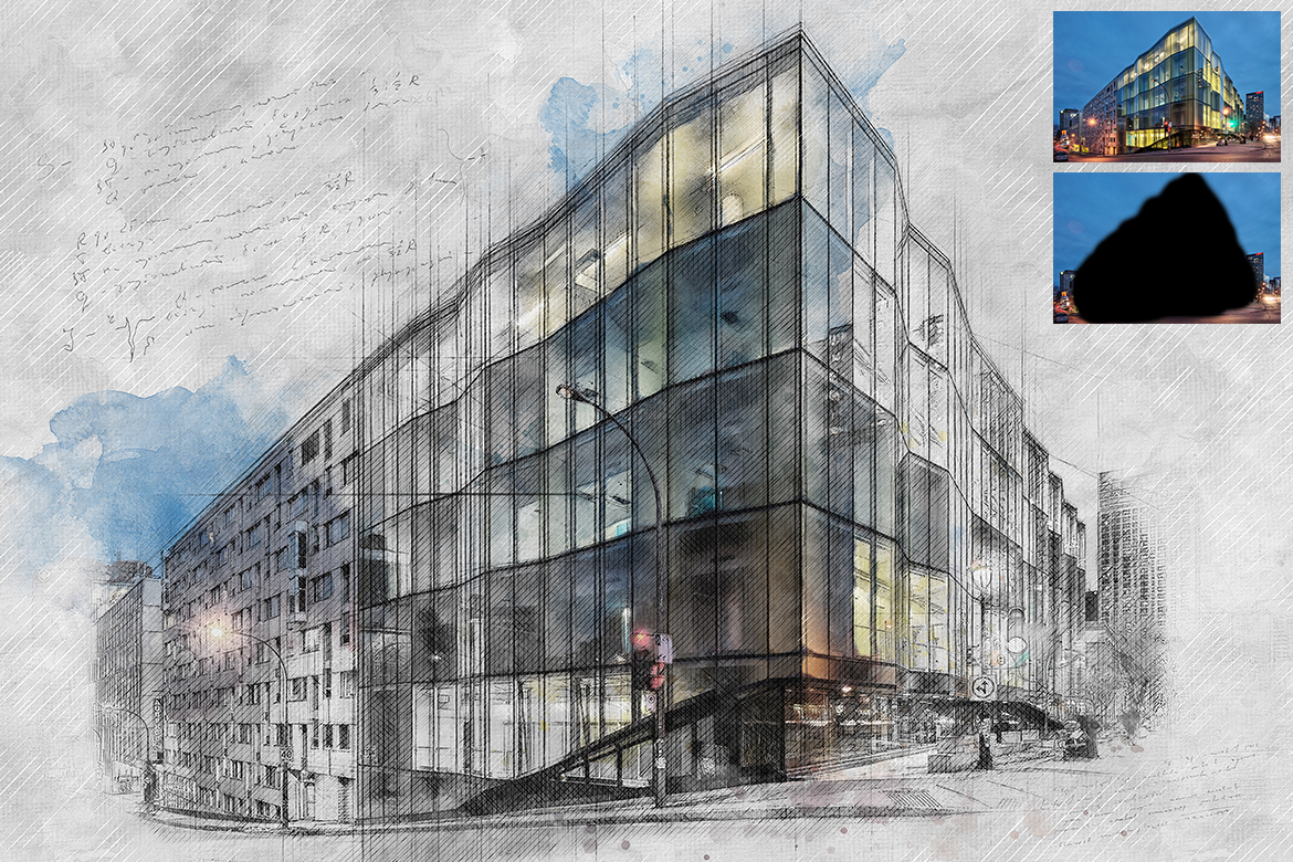 Architecture Sketch Photoshop Action on Behance