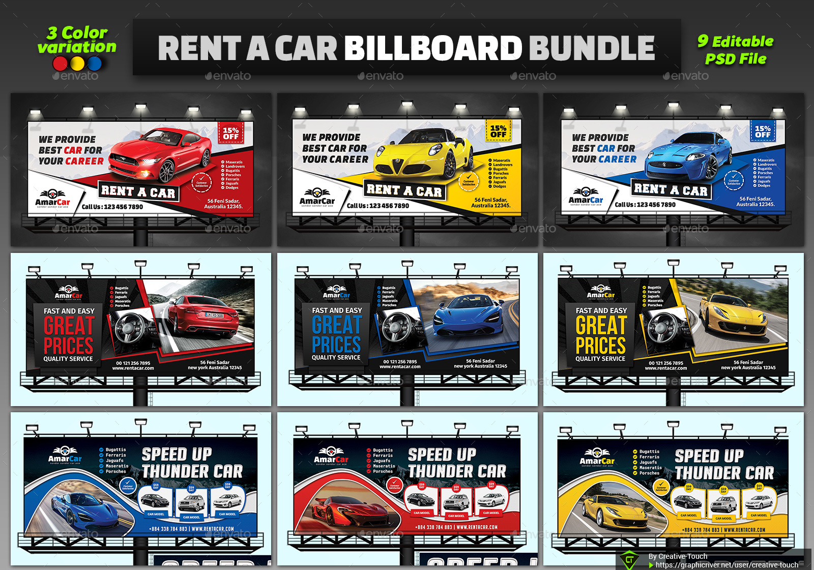 Rent A Car Billboard Bundle, Print Templates | GraphicRiver