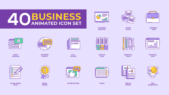40 Animated Business Icon Set