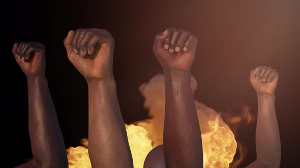 hands a crowd of people protesting. Black Lives Matter. 3d render