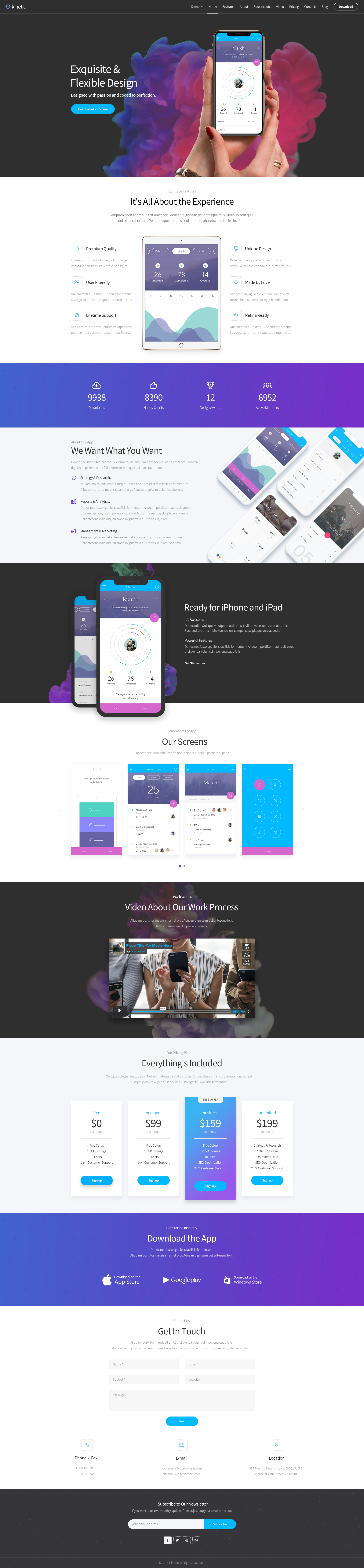 Kinetic - App Landing One Page PSD Template by upifix | ThemeForest