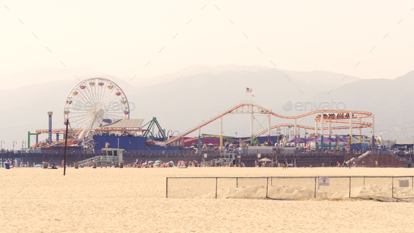 Attractions Park in Santa Monica Beach - Stock Photo - Images