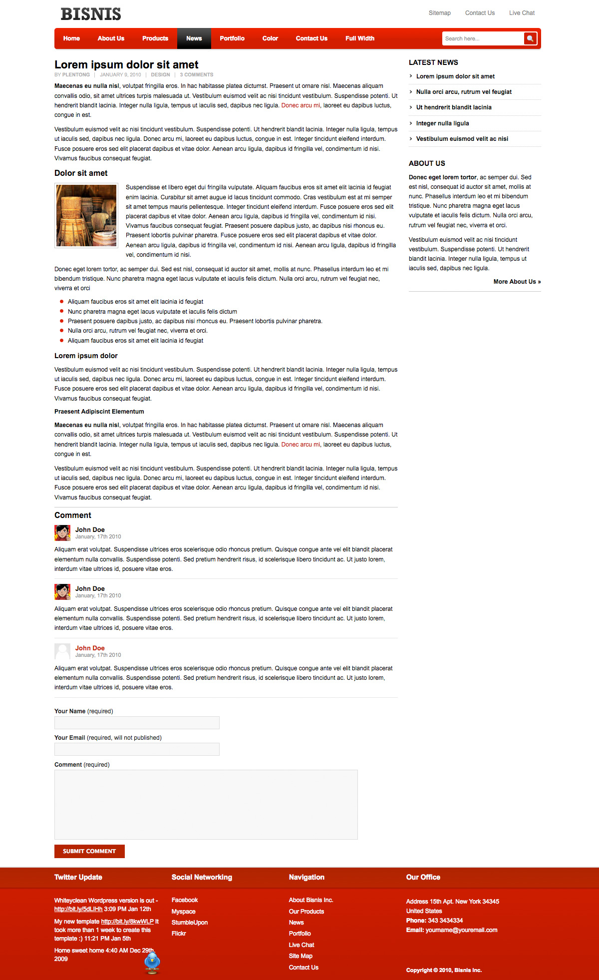 business template for company