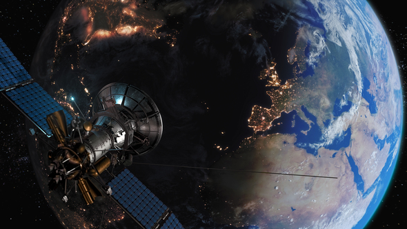 Satellite Flyover of the Majestic Earth: Aerial View of Our Planet alt