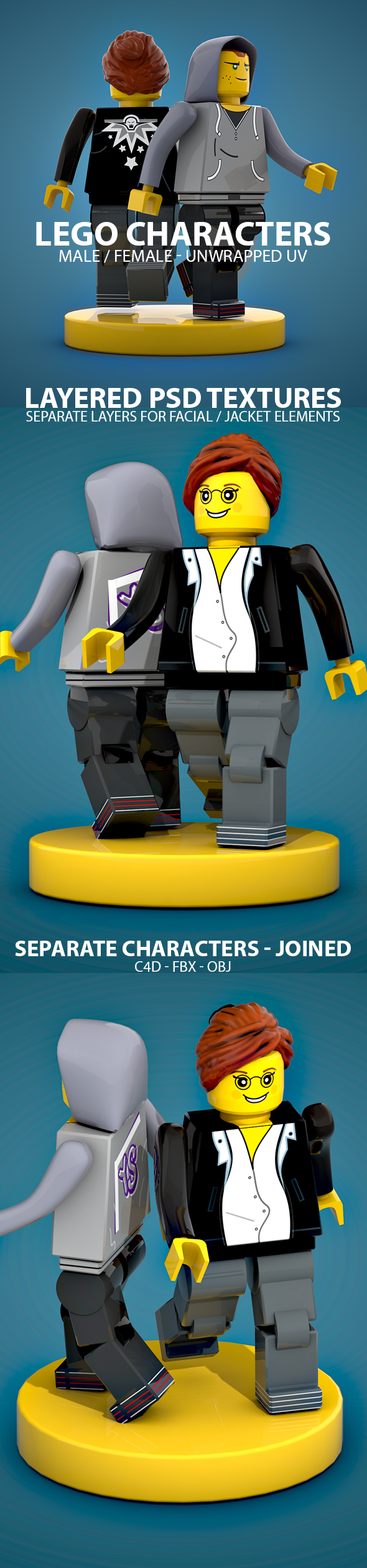 MaleFemale LEGO Characters - 3Docean 23067977