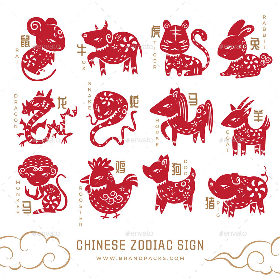Chinese Zodiac Animal Illustrations by BrandPacks | GraphicRiver