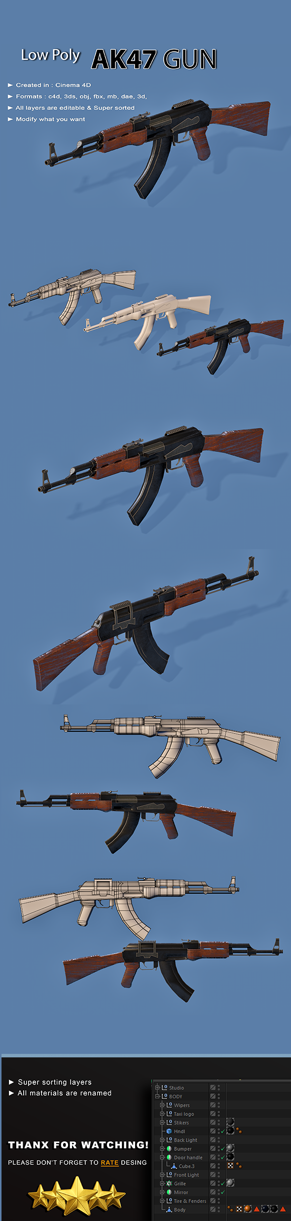 AK47 Gun - 3Docean 23077647