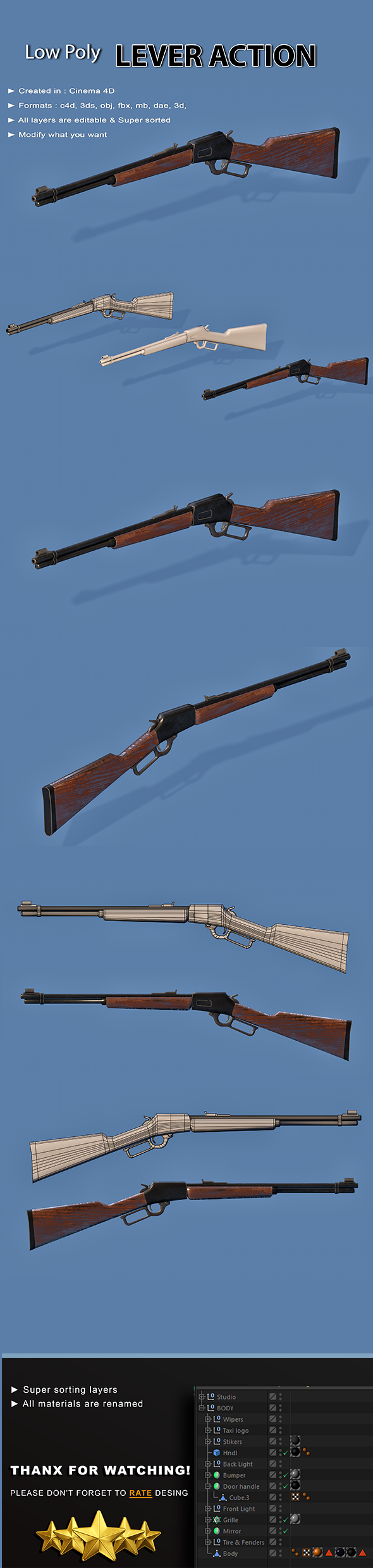 Lever Action Gun - 3Docean 23077811