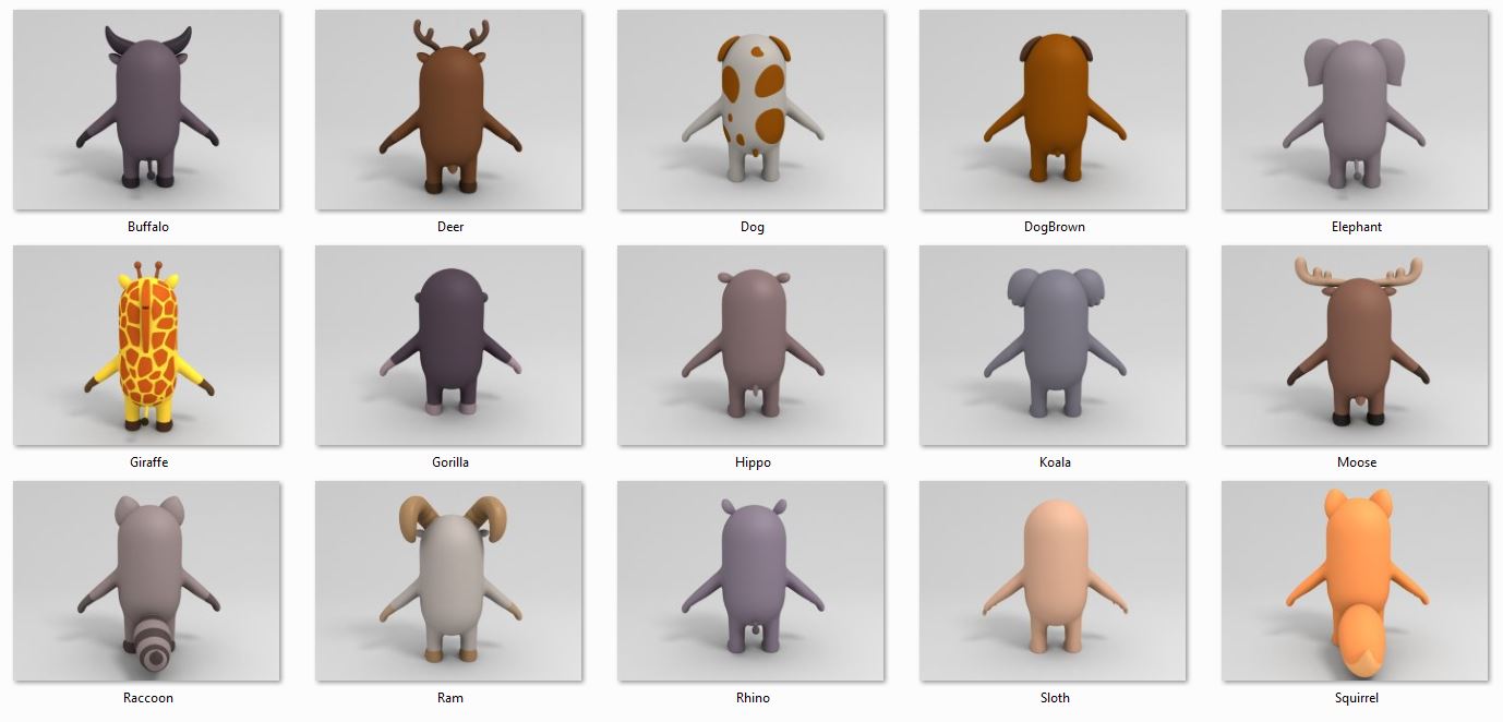 Cartoon Animals Model Pack 2 by BariaCG | 3DOcean