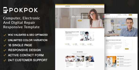 Exceptional Pokpok - Computer Repair Service Responsive Website