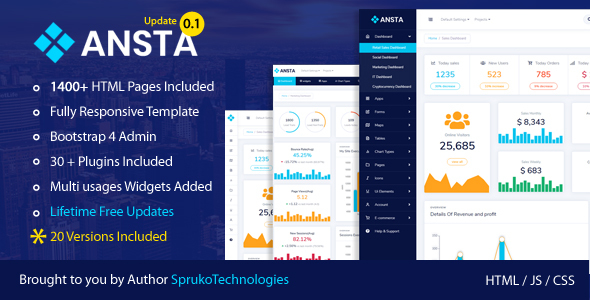 Ansta – Responsive Multipurpose Admin Dashboard Template.