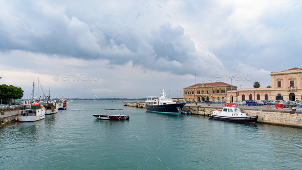 Port of Syracuse at the Ortigia Island - Stock Photo - Images