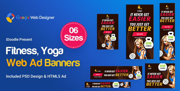 Yoga & Fitness Banners Ad D35 - Google Web Design
