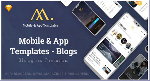 Mobile & App Templates - Blogs in Sketch