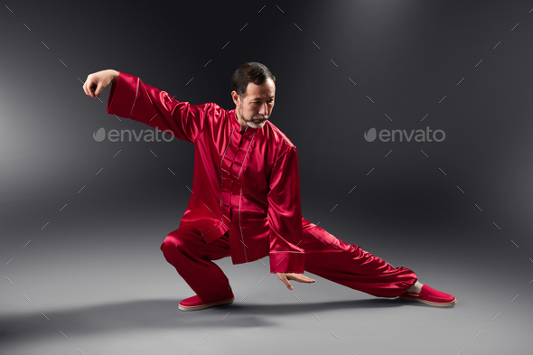 Senior master practicing qi qong taijiquan - Stock Photo - Images