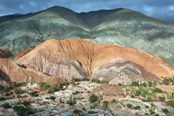 Multicolored mountains known as Cerro de los 7 colores - Stock Photo - Images