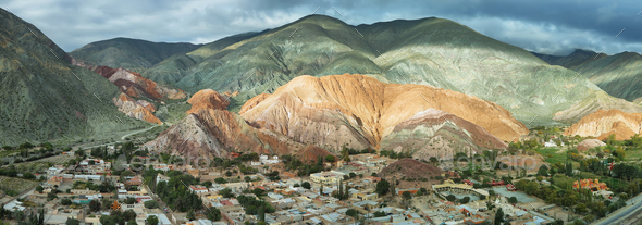 Multicolored mountains known as Cerro de los 7 colores - Stock Photo - Images