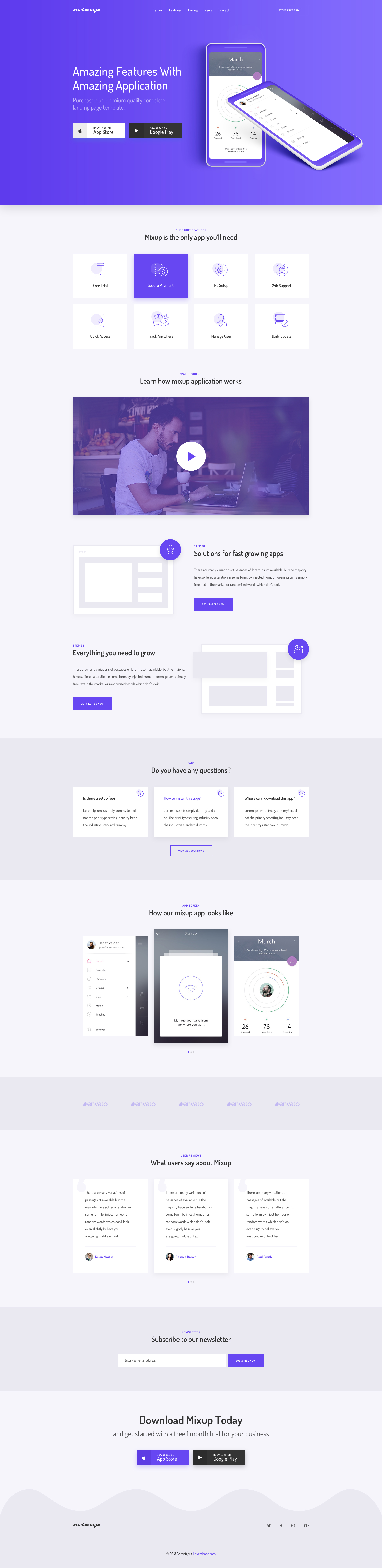 Mixup - App Landing Page PSD Template by Layerdrops | ThemeForest