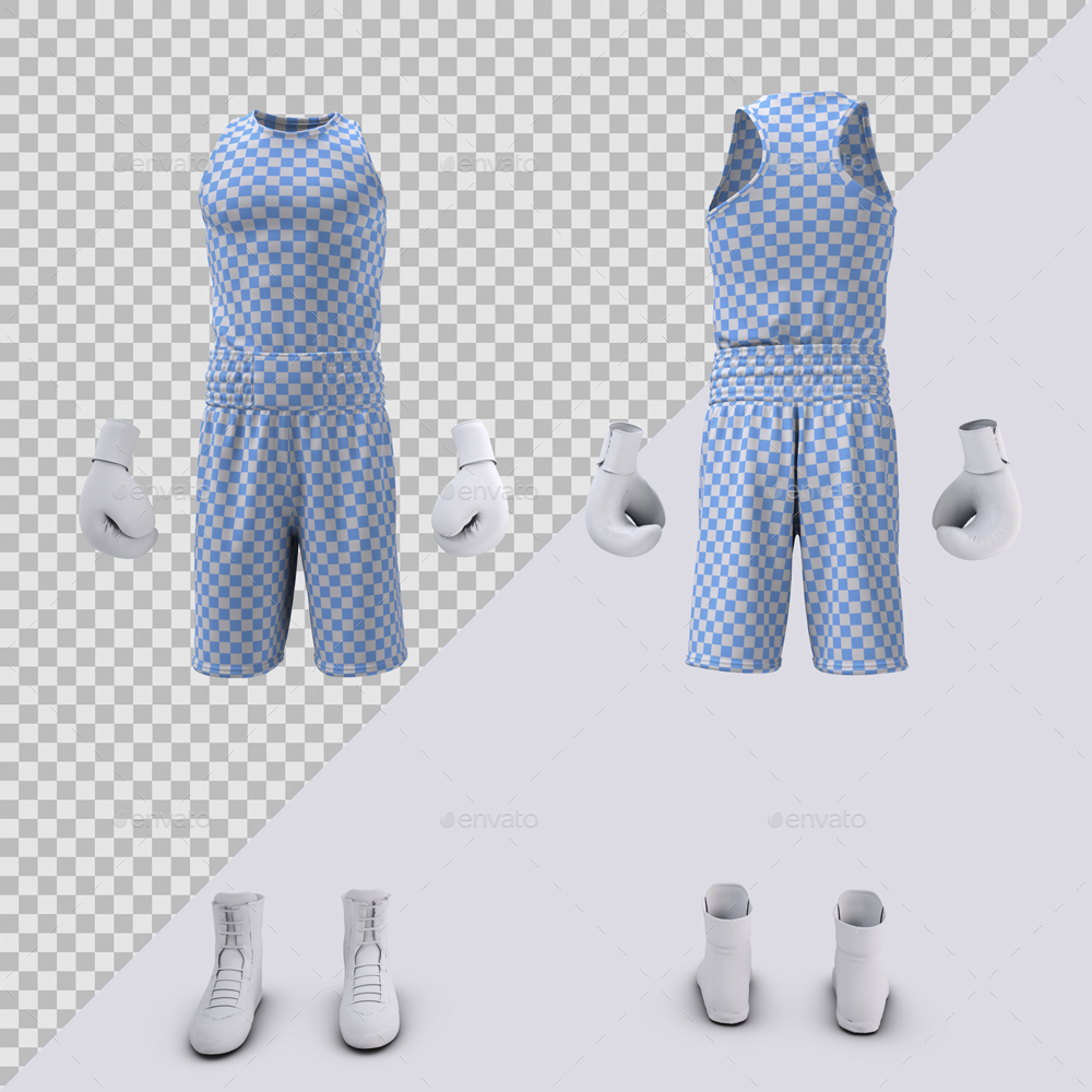 Boxing Uniform With Shorts or Trunks and Tank Top or Vest Mock-Up by Sanchi477