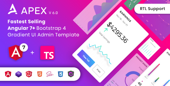 Apex - Angular 7+ & Bootstrap 4 HTML Admin Template