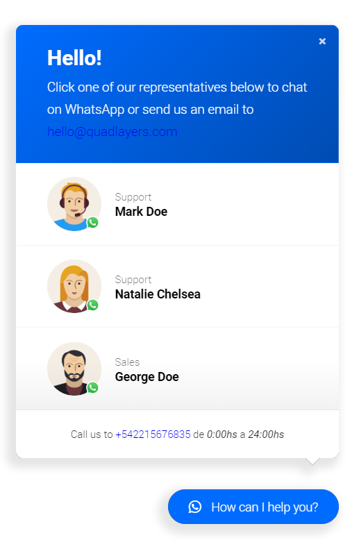 Download WordPress WhatsApp Chat Box by QuadLayers | CodeCanyon