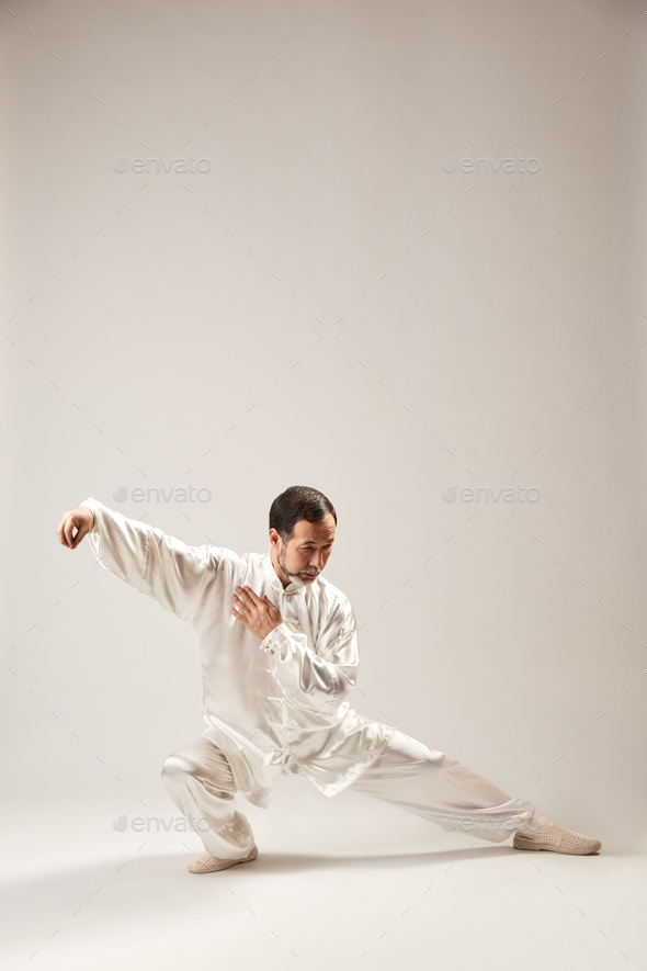 Senior master practicing qi qong taijiquan - Stock Photo - Images
