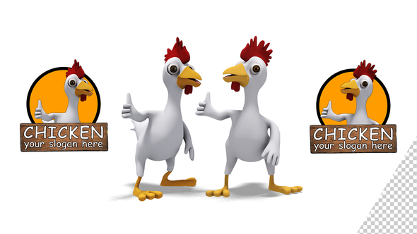 Cartoon Rooster Chicken Giving a Thumbs Up (4-Pack)