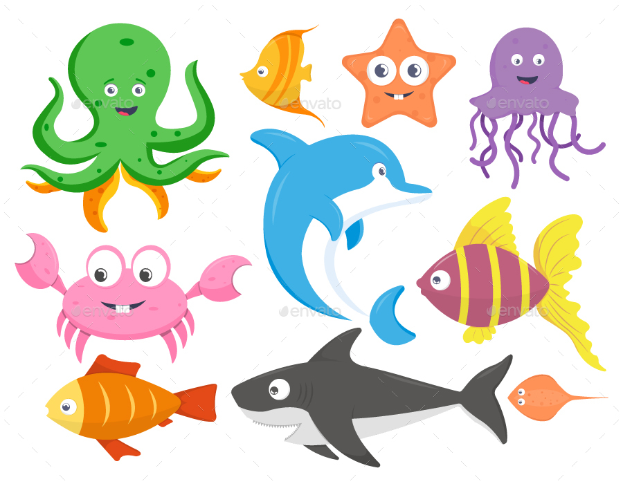 46+ Cartoon Picture Of Water Animals Images