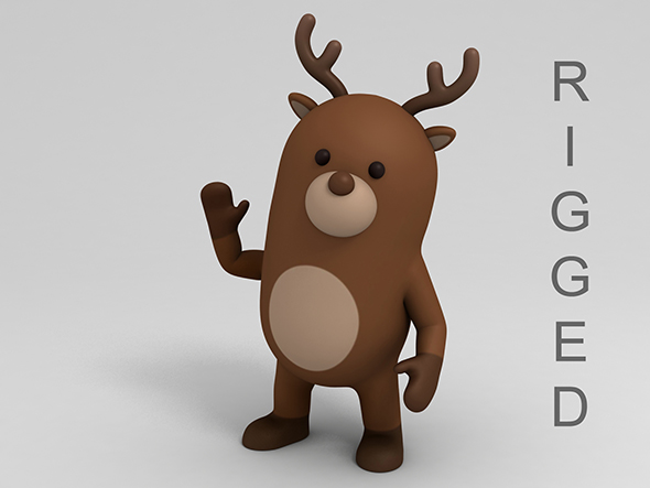 Rigged Cartoon Reindeer - 3Docean 23128758