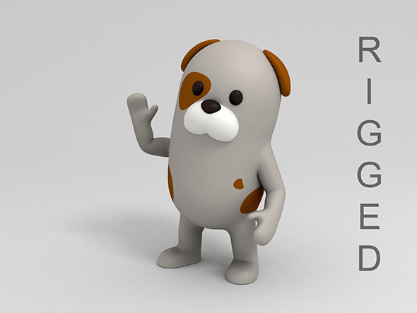 Rigged Cartoon Dog - 3Docean 23128796