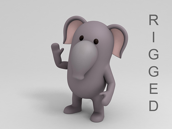 Rigged Cartoon Elephant - 3Docean 23128805