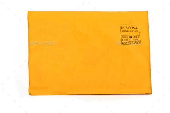 airmail envelope on white - Stock Photo - Images