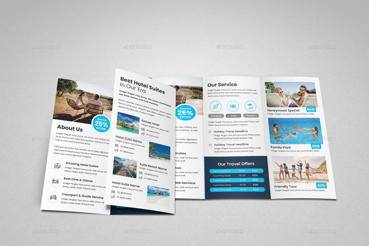 Travel Resort Trifold Brochure Design v3, Print Templates | GraphicRiver