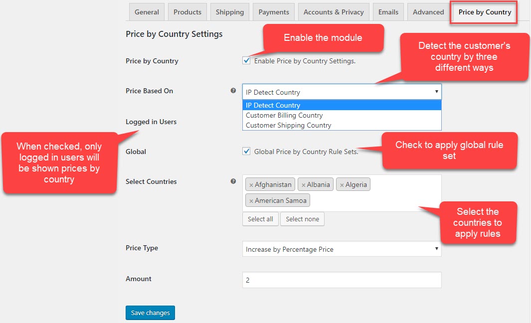 WooCommerce Price By Country Plugin - 1