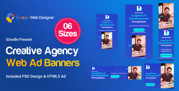 Creative, Startup Agency Banners HTML5 Ad D39 - GWD & PSD