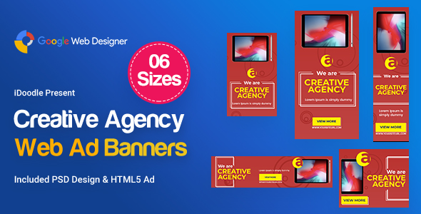 Creative, Startup Agency Banners HTML5 Ad D40 - GWD & PSD