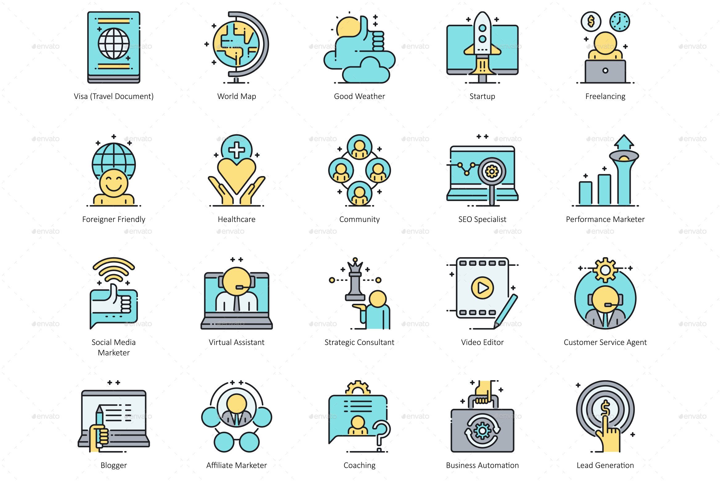 Digital Nomad Icons, Icons | GraphicRiver