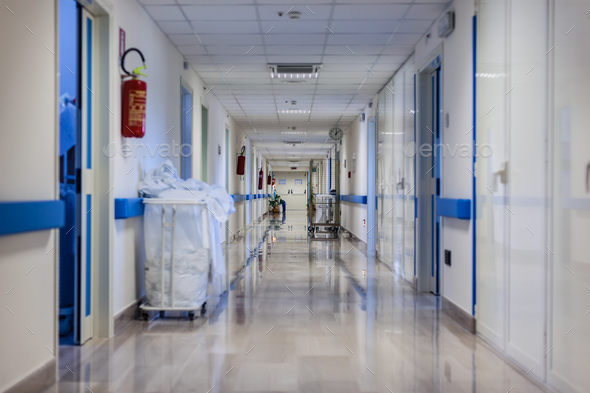 Hospital Corridor At Night Stock Photo By Dariolopresti 