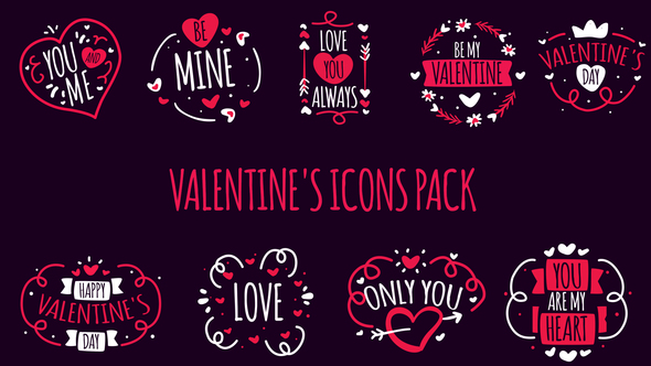 Valentines Icons Pack - VideoHive 23152462