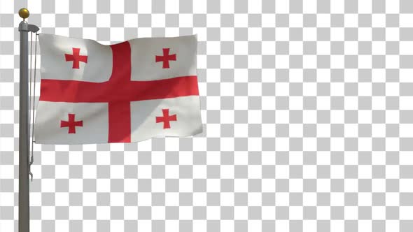 Georgia Flag on Flagpole with Alpha Channel - 4K alt
