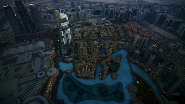 Night Dubai City View Cityscape Timelapse From Above United Arab Emirates