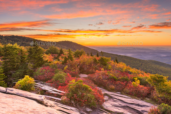 Grandfather Mountain, North Carolina, USA autumn dawn from Rough Stock ...